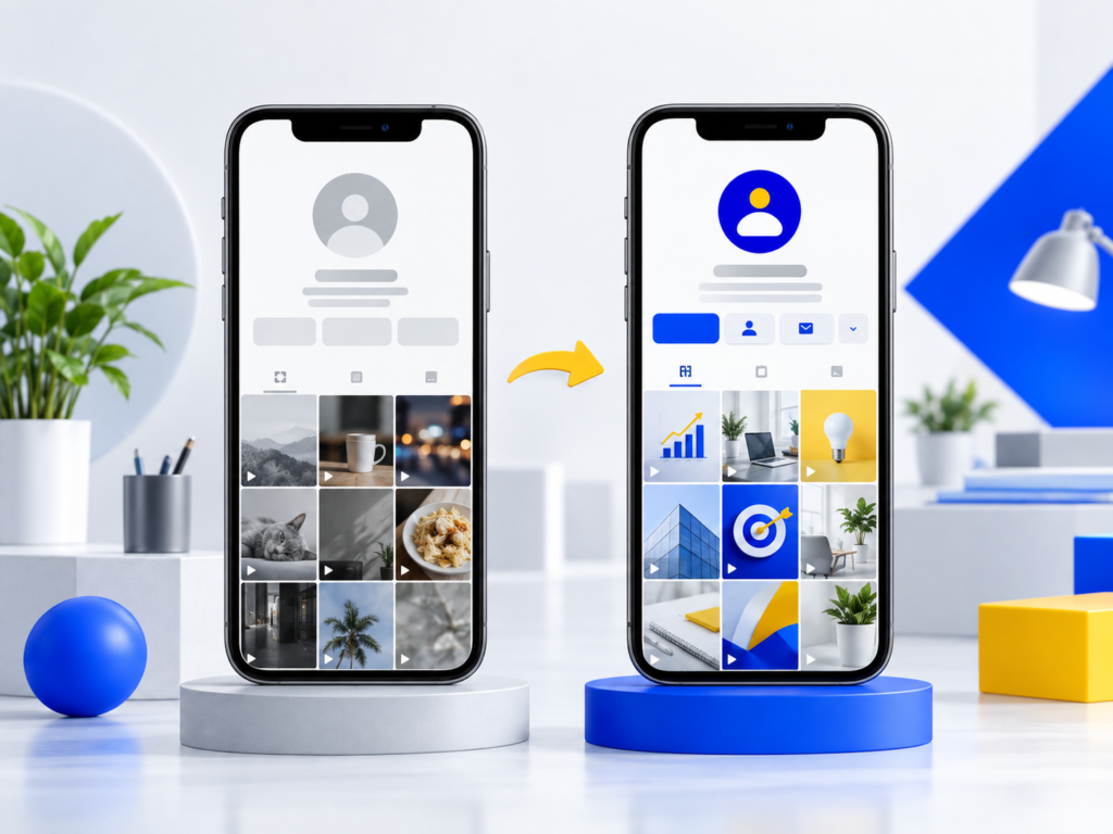 Mockup profile TikTok trước và sau khi tối ưu